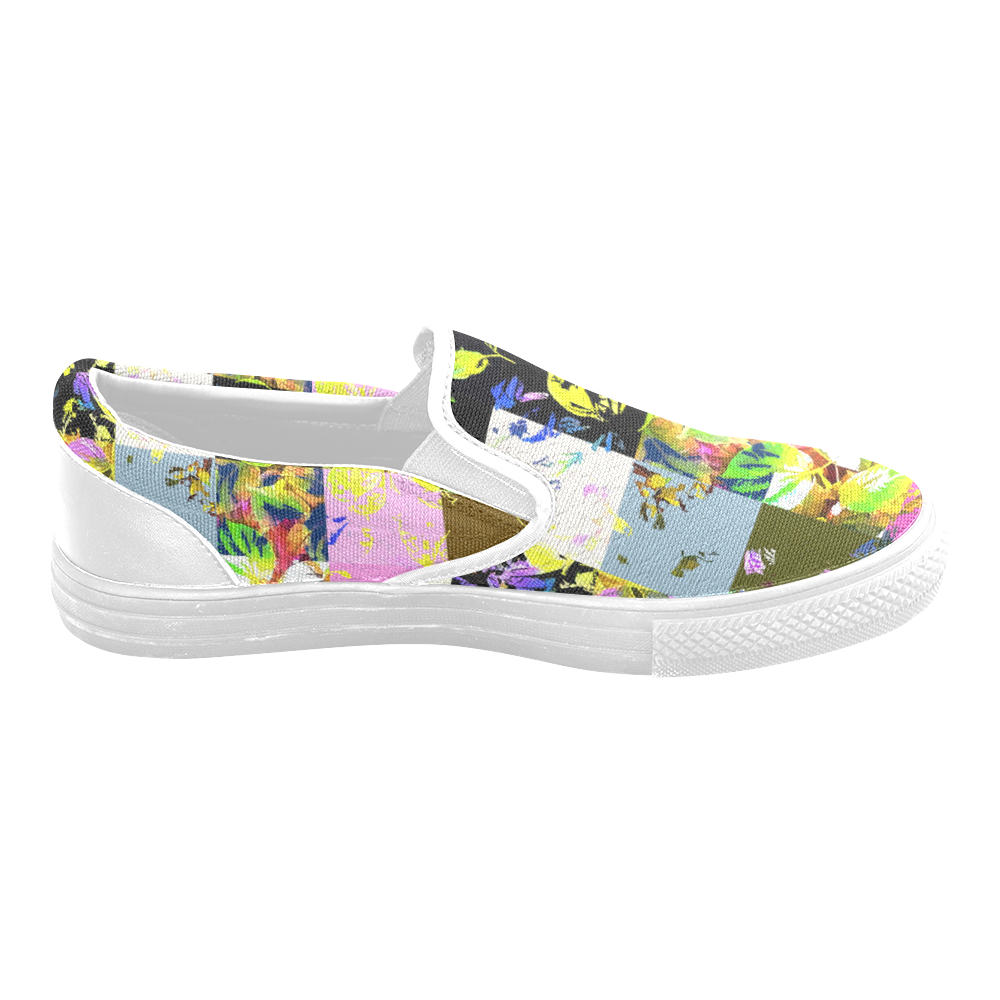 Foliage Patchwork #3 - Jera Nour Women's Unusual Slip-on Canvas Shoes (Model 019)