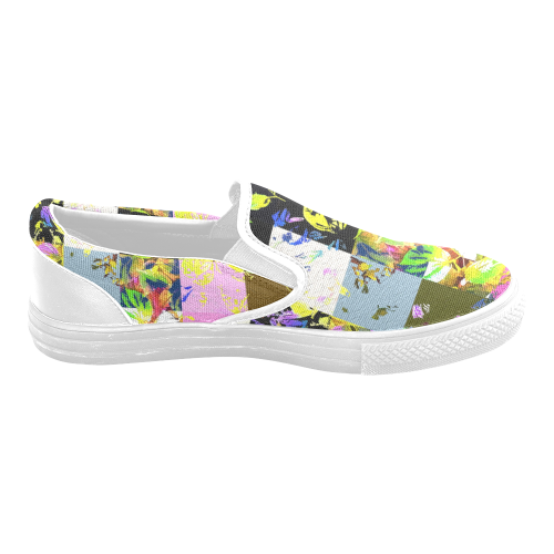 Foliage Patchwork #3 - Jera Nour Women's Unusual Slip-on Canvas Shoes (Model 019)