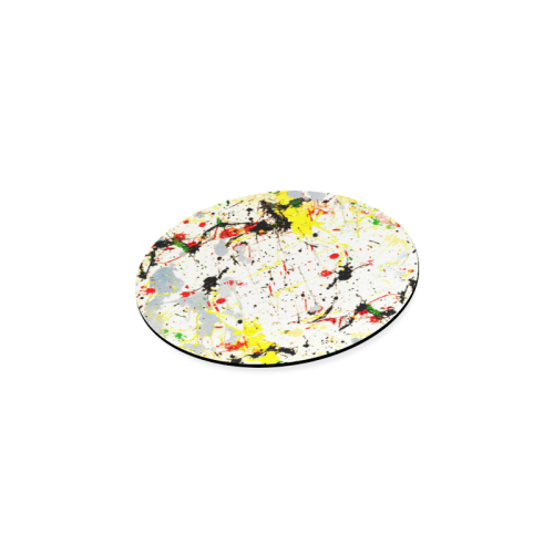 Yellow & Black Paint Splatter Round Coaster