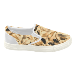 Foliage #2 Gold - Jera Nour Women's Slip-on Canvas Shoes (Model 019)