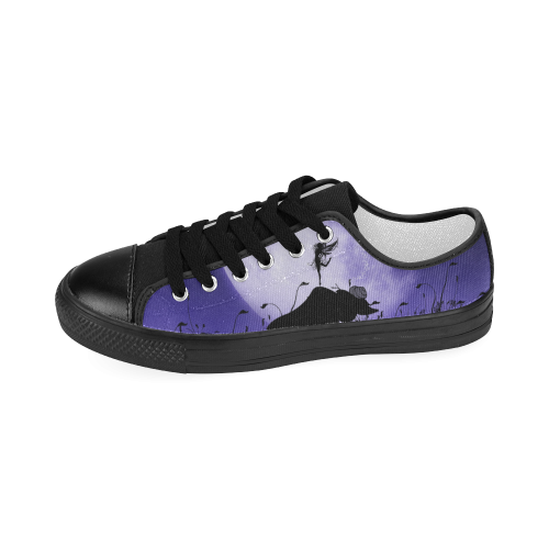 A beautiful fairy dancing on a mushroom silhouette Women's Classic Canvas Shoes (Model 018)