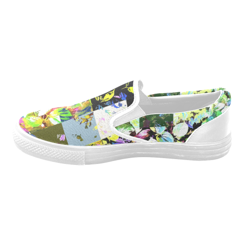 Foliage Patchwork #3 - Jera Nour Women's Unusual Slip-on Canvas Shoes (Model 019)