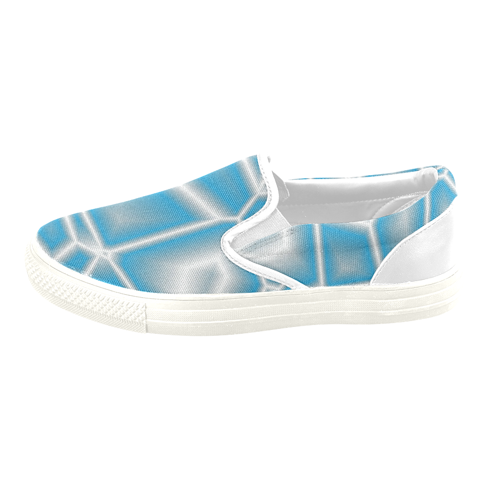 blue and white abstract Men's Unusual Slip-on Canvas Shoes (Model 019)
