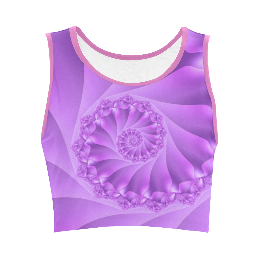 Purple Spiral Fractal Women's Crop Top (Model T42)