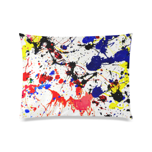 Blue & Red Paint Splatter Custom Zippered Pillow Case 20"x26"(Twin Sides)