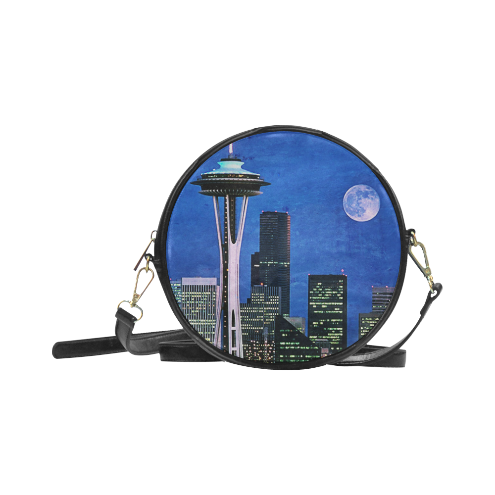 Seattle Space Needle Watercolor Round Sling Bag (Model 1647)