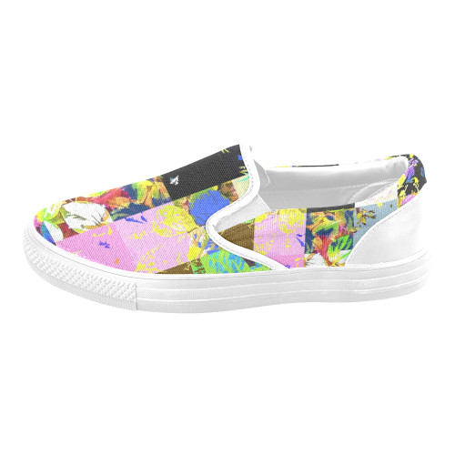 Foliage Patchwork #3 - Jera Nour Women's Unusual Slip-on Canvas Shoes (Model 019)