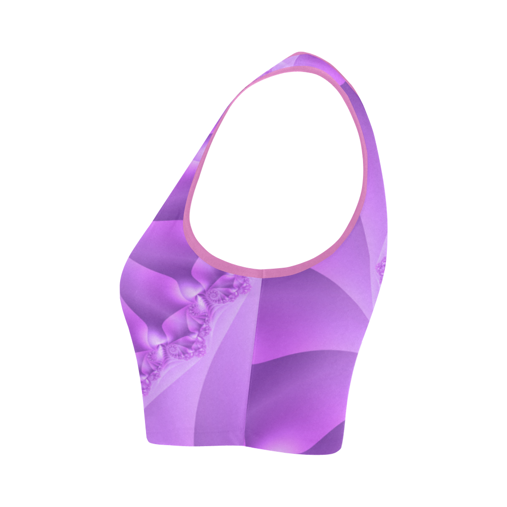 Purple Spiral Fractal Women's Crop Top (Model T42)