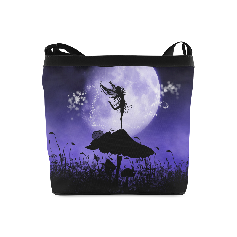 A beautiful fairy dancing on a mushroom silhouette Crossbody Bags (Model 1613)