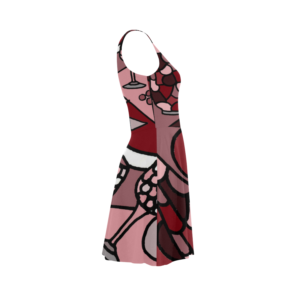 Cool Artistic Red Wine Carafe and Glasses Abstract Art Atalanta Sundress (Model D04)