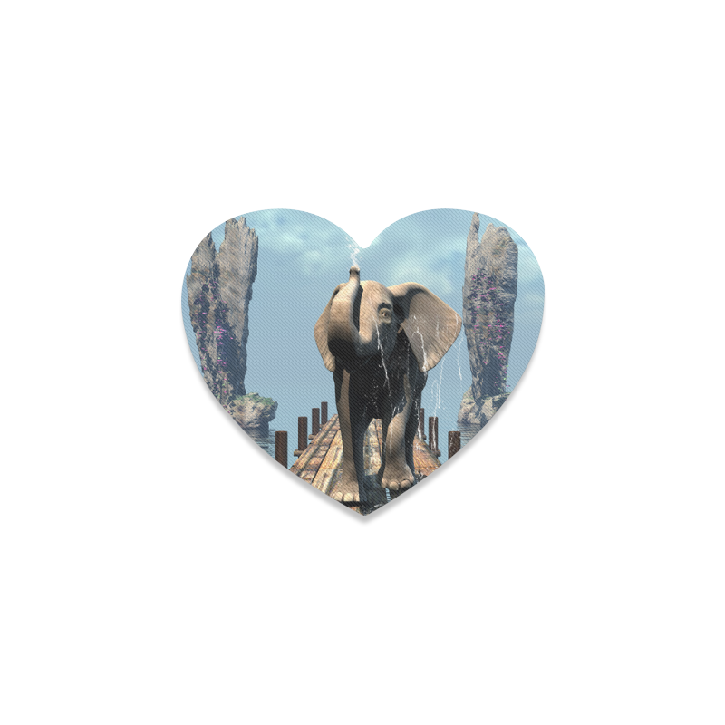 Elephant on a jetty Heart Coaster