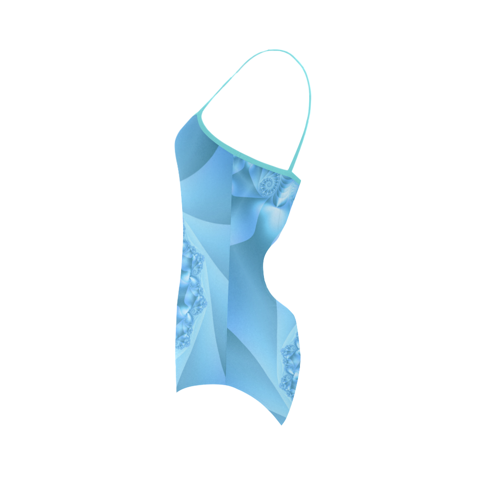 Blue Spiral Fractal Strap Swimsuit ( Model S05)