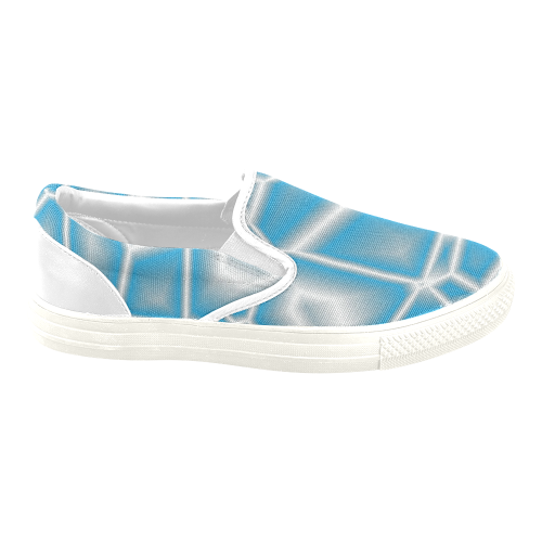 blue and white abstract Men's Unusual Slip-on Canvas Shoes (Model 019)