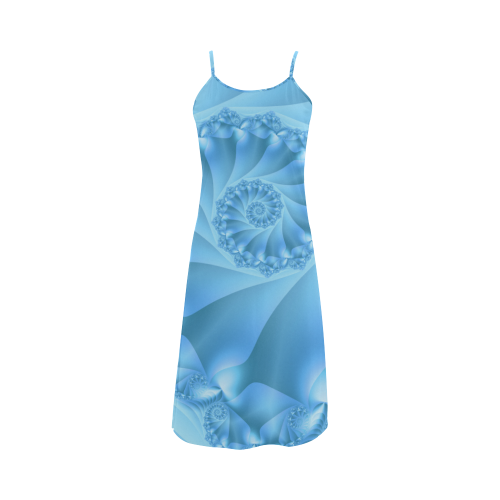 Blue Spiral Fractal Alcestis Slip Dress (Model D05)