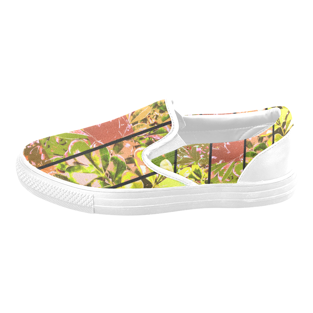 Foliage Patchwork #5 - Jera Nour Women's Unusual Slip-on Canvas Shoes (Model 019)