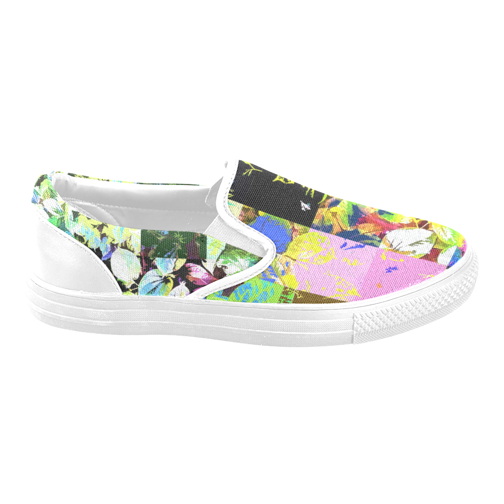 Foliage Patchwork #3 - Jera Nour Women's Unusual Slip-on Canvas Shoes (Model 019)