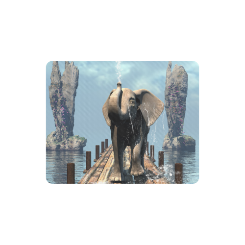 Elephant on a jetty Rectangle Mousepad