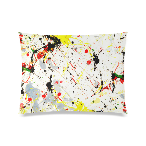 Yellow & Black Paint Splatter Custom Zippered Pillow Case 20"x26"(Twin Sides)