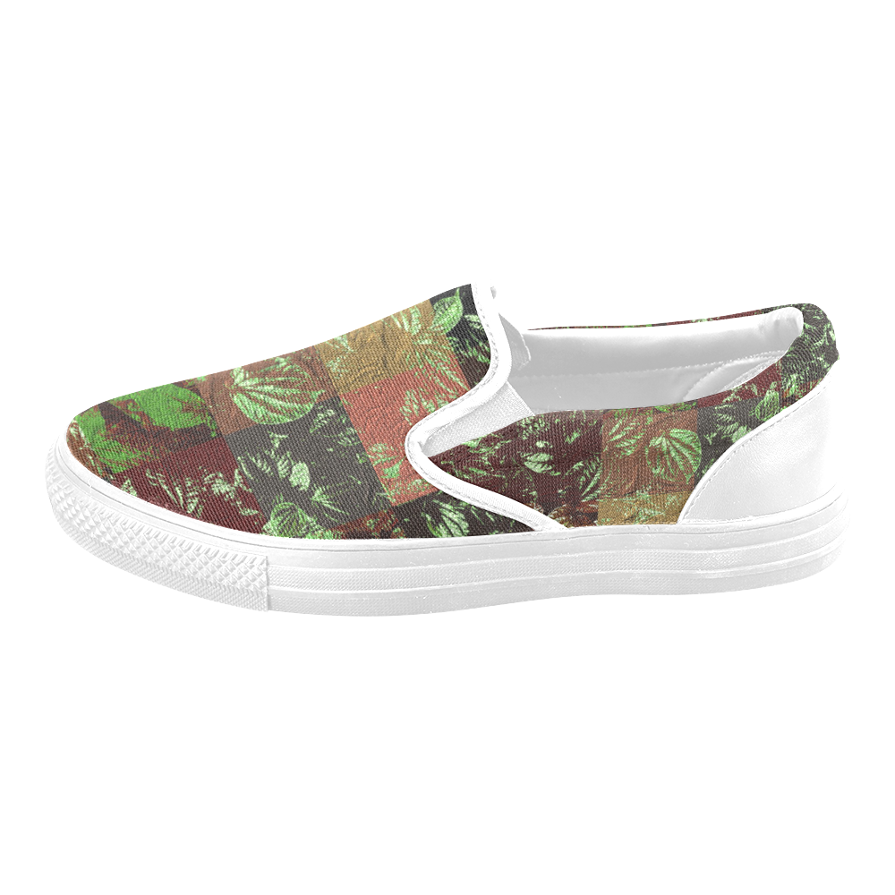 Foliage Patchwork #4 - Jera Nour Women's Unusual Slip-on Canvas Shoes (Model 019)