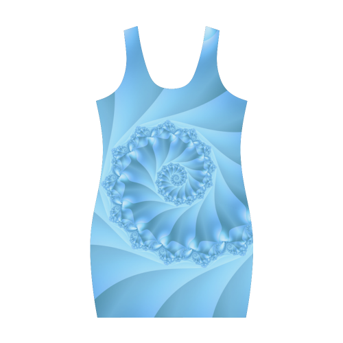 Blue Spiral Fractal Medea Vest Dress (Model D06)