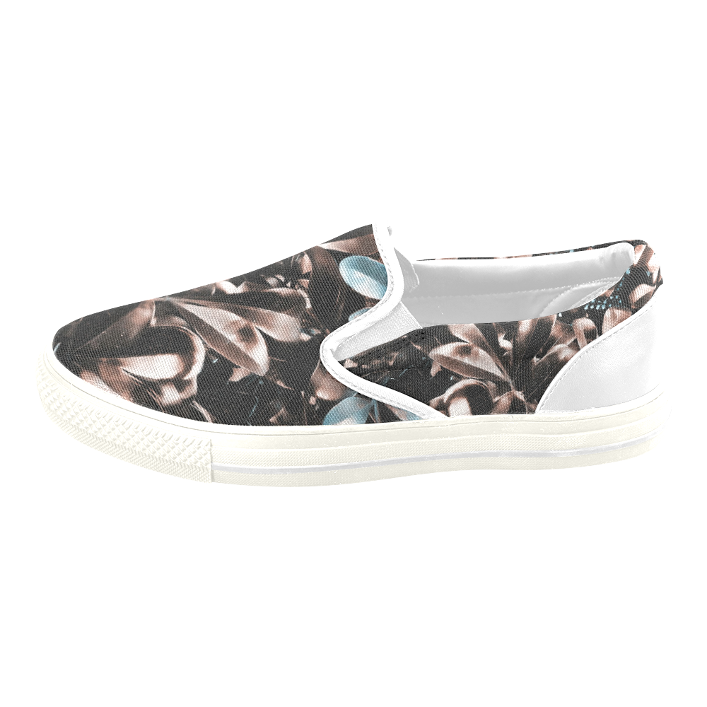 Foliage #5 - Jera Nour Women's Unusual Slip-on Canvas Shoes (Model 019)