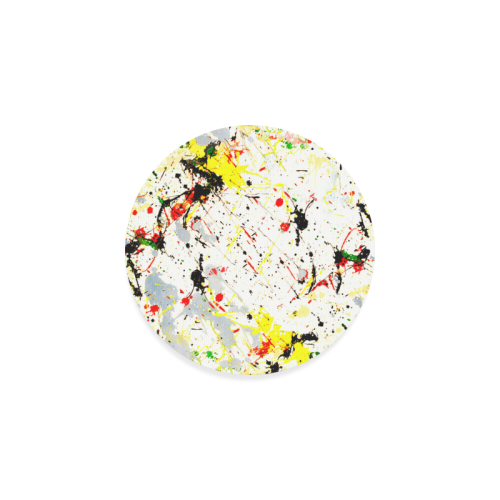 Yellow & Black Paint Splatter Round Coaster