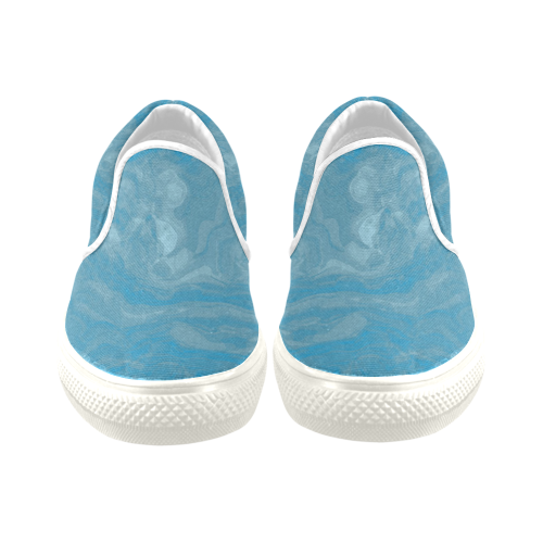 blue smoke abstract Men's Unusual Slip-on Canvas Shoes (Model 019)