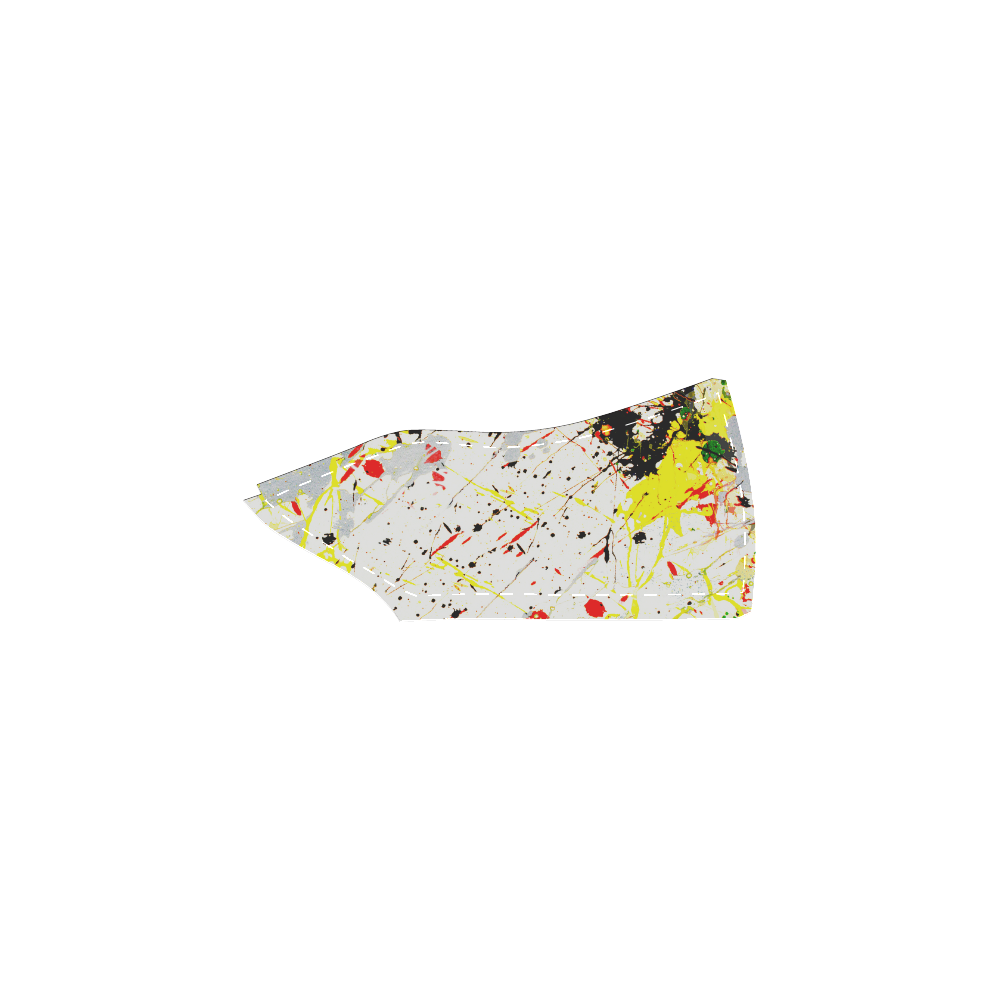Yellow & Black Paint Splatter Women's Unusual Slip-on Canvas Shoes (Model 019)