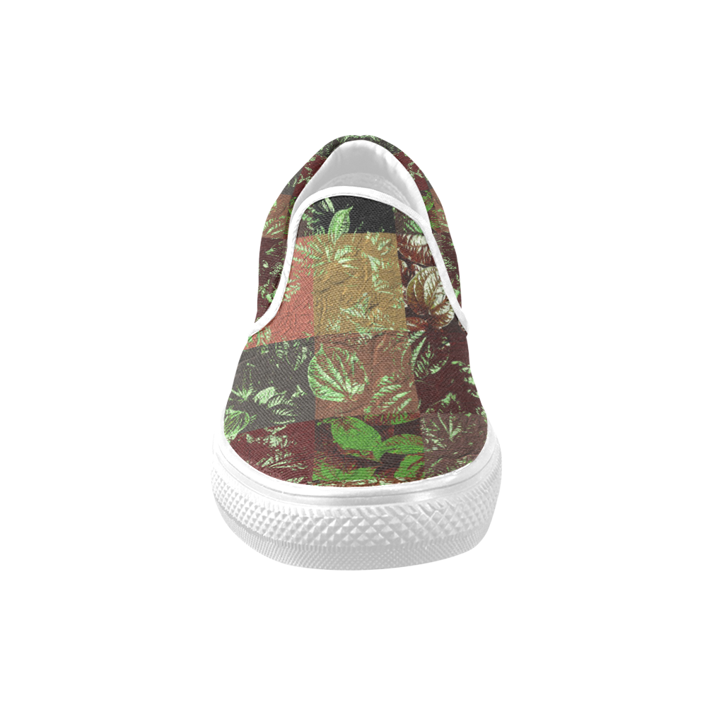Foliage Patchwork #4 - Jera Nour Women's Unusual Slip-on Canvas Shoes (Model 019)