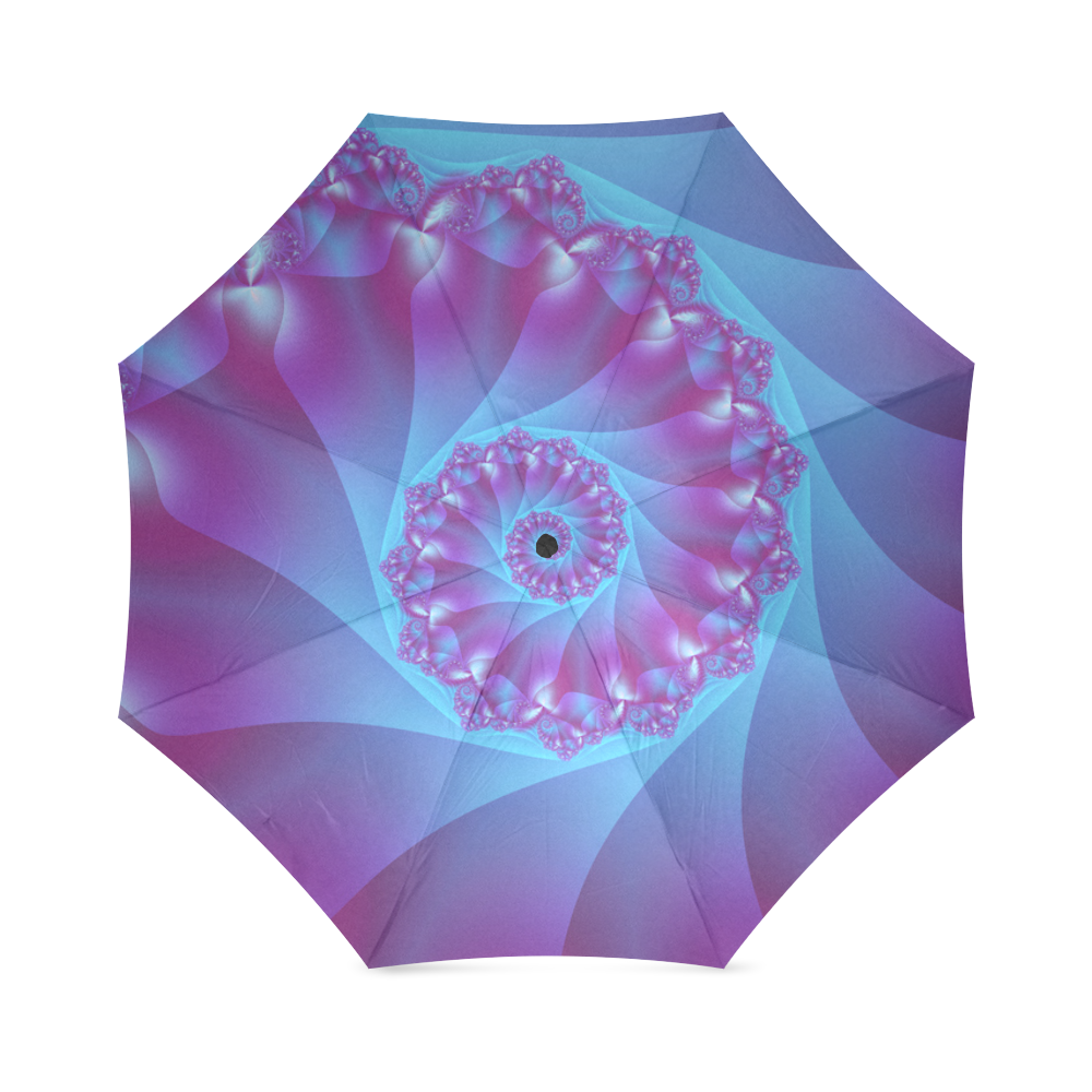 Blue and Purple Spiral Fractal Foldable Umbrella (Model U01)