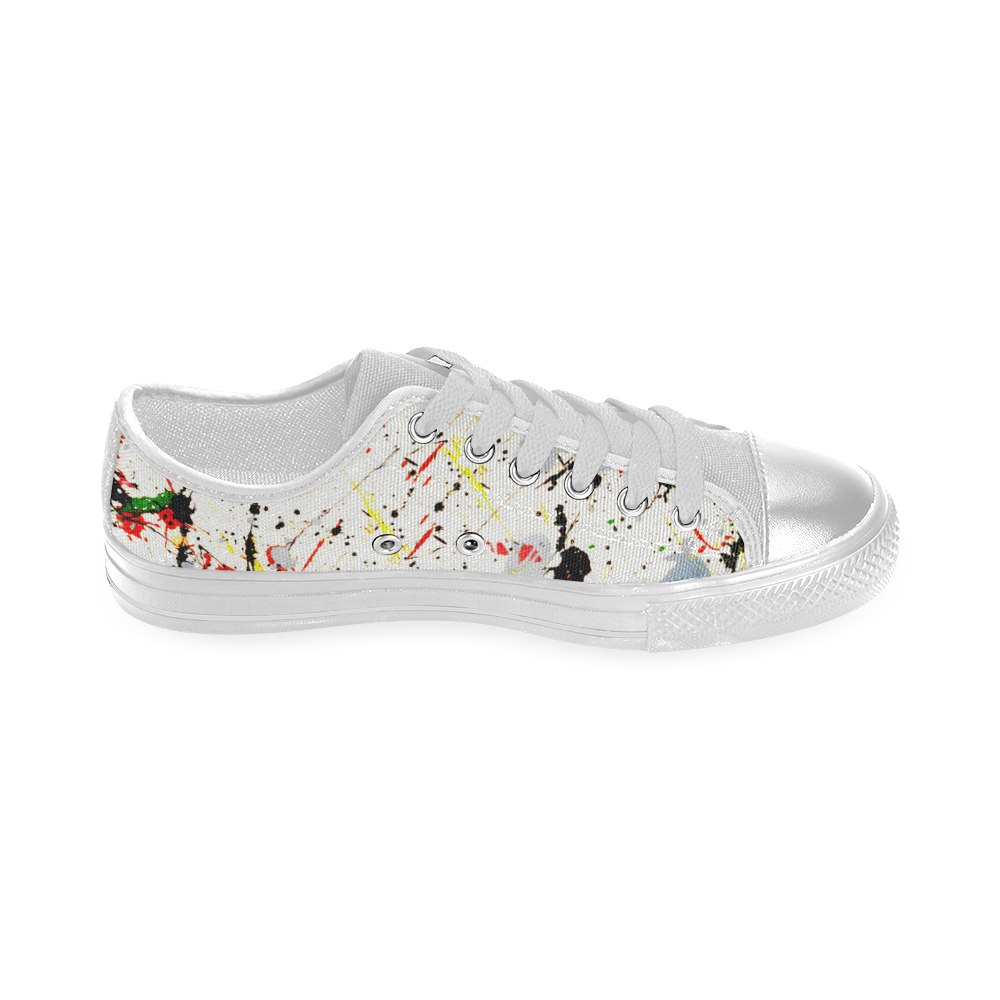 Yellow & Black Paint Splatter Women's Classic Canvas Shoes (Model 018)