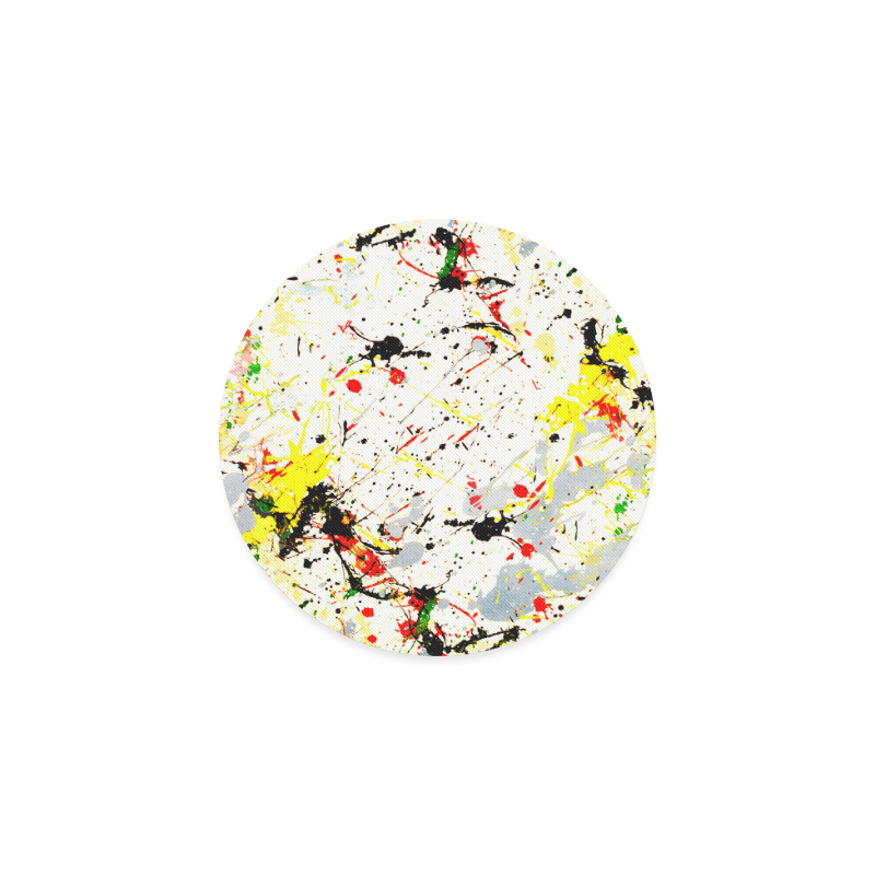 Yellow & Black Paint Splatter Round Coaster