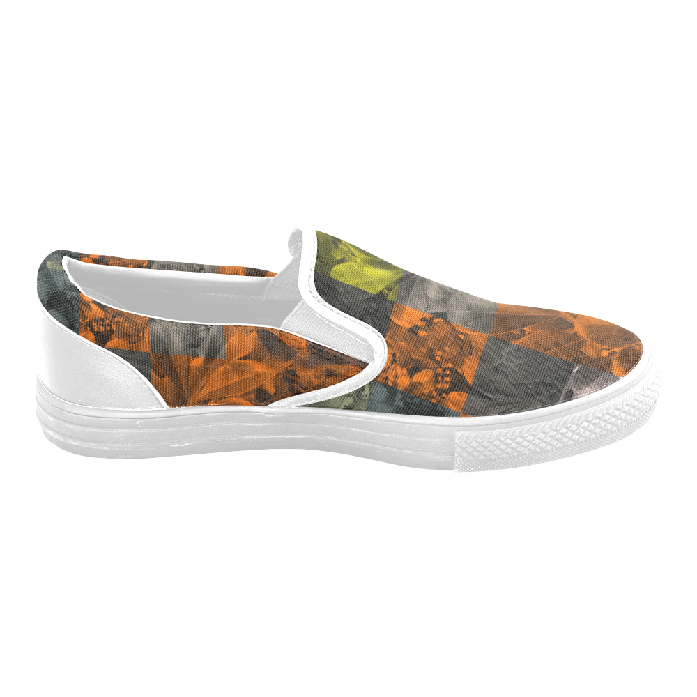 Foliage Patchwork #9 - Jera Nour Women's Unusual Slip-on Canvas Shoes (Model 019)