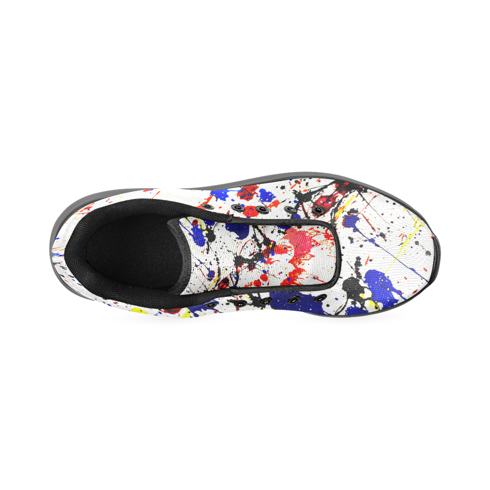 Blue & Red Paint Splatter Women’s Running Shoes (Model 020)