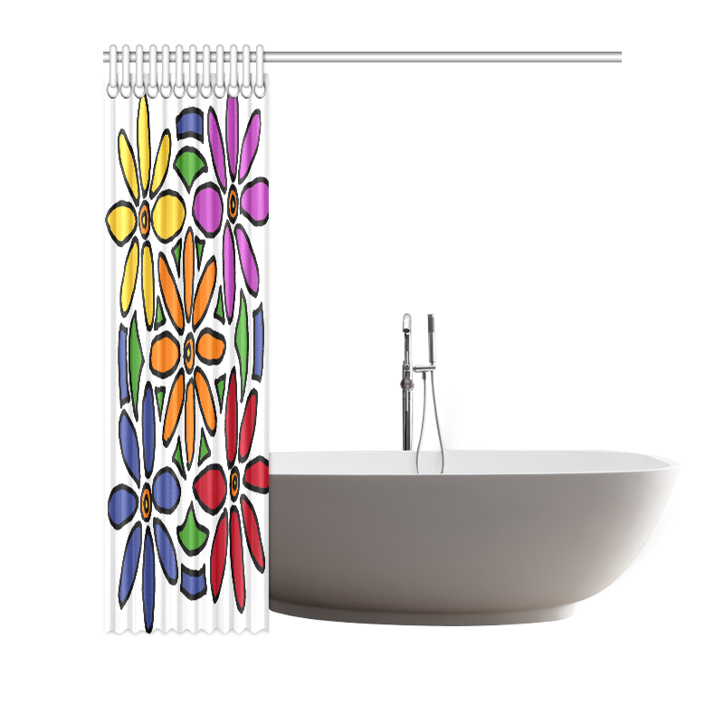 Colorful Daisy Floral Abstract Art Shower Curtain 72"x72"