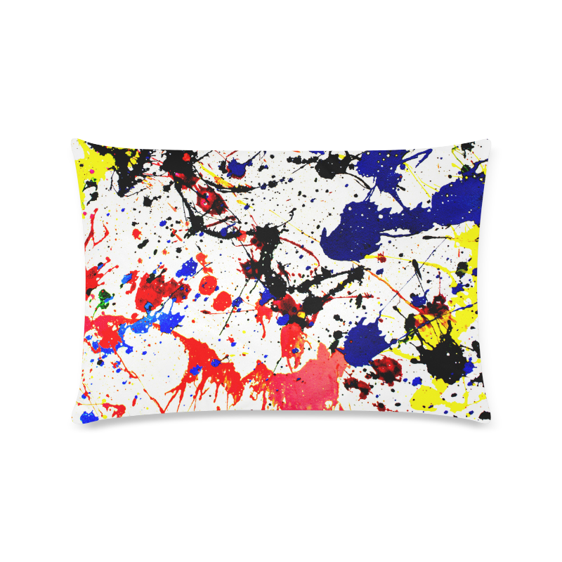 Blue & Red Paint Splatter Custom Zippered Pillow Case 16"x24"(Twin Sides)