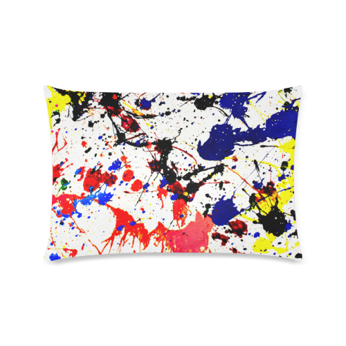 Blue & Red Paint Splatter Custom Zippered Pillow Case 16"x24"(Twin Sides)