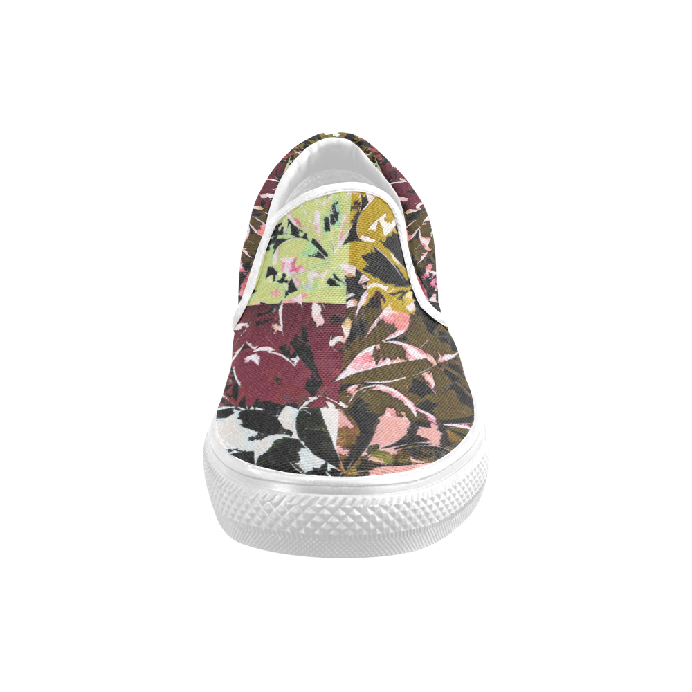 Foliage Patchwork #6 - Jera Nour Women's Unusual Slip-on Canvas Shoes (Model 019)