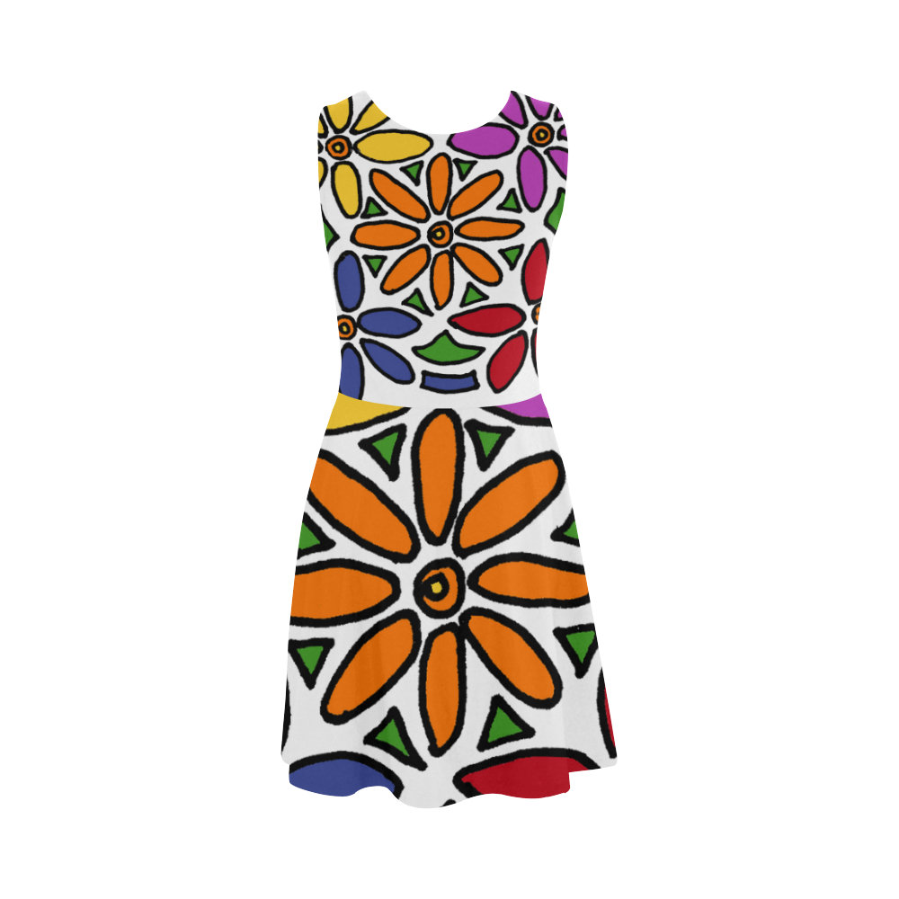 Colorful Daisy Flowers Abstract Art Atalanta Sundress (Model D04)