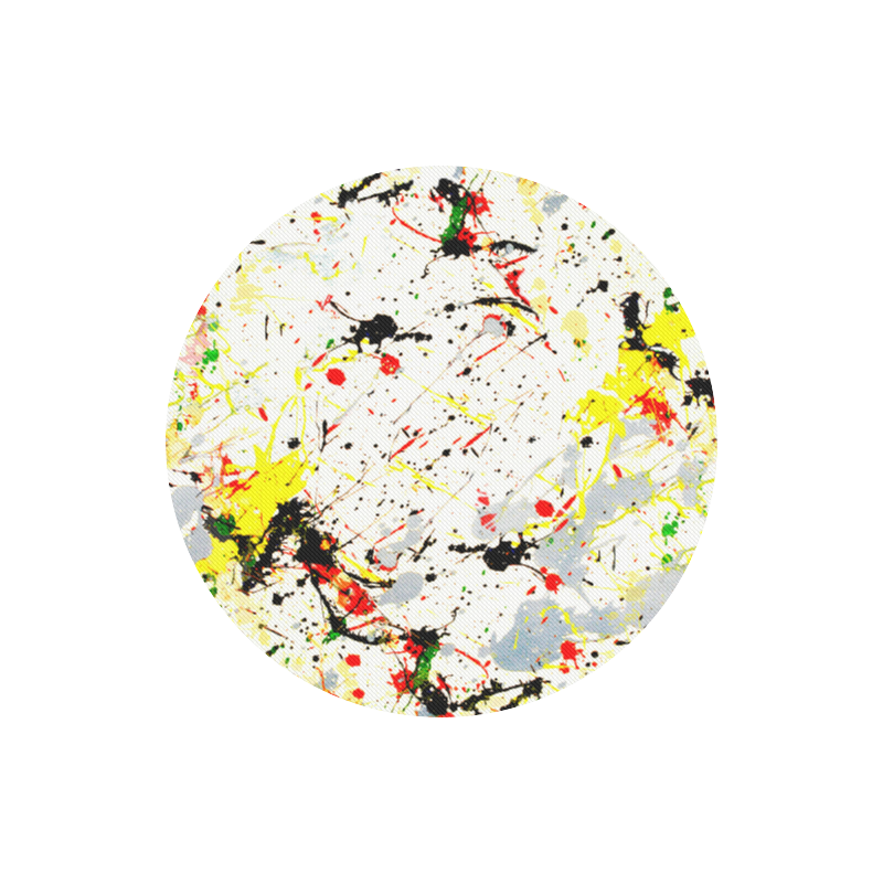 Yellow & Black Paint Splatter Round Mousepad