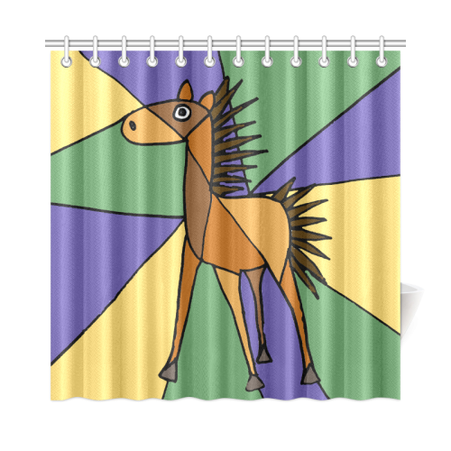 Cool Funny Folk Art Horse Shower Curtain 72"x72"