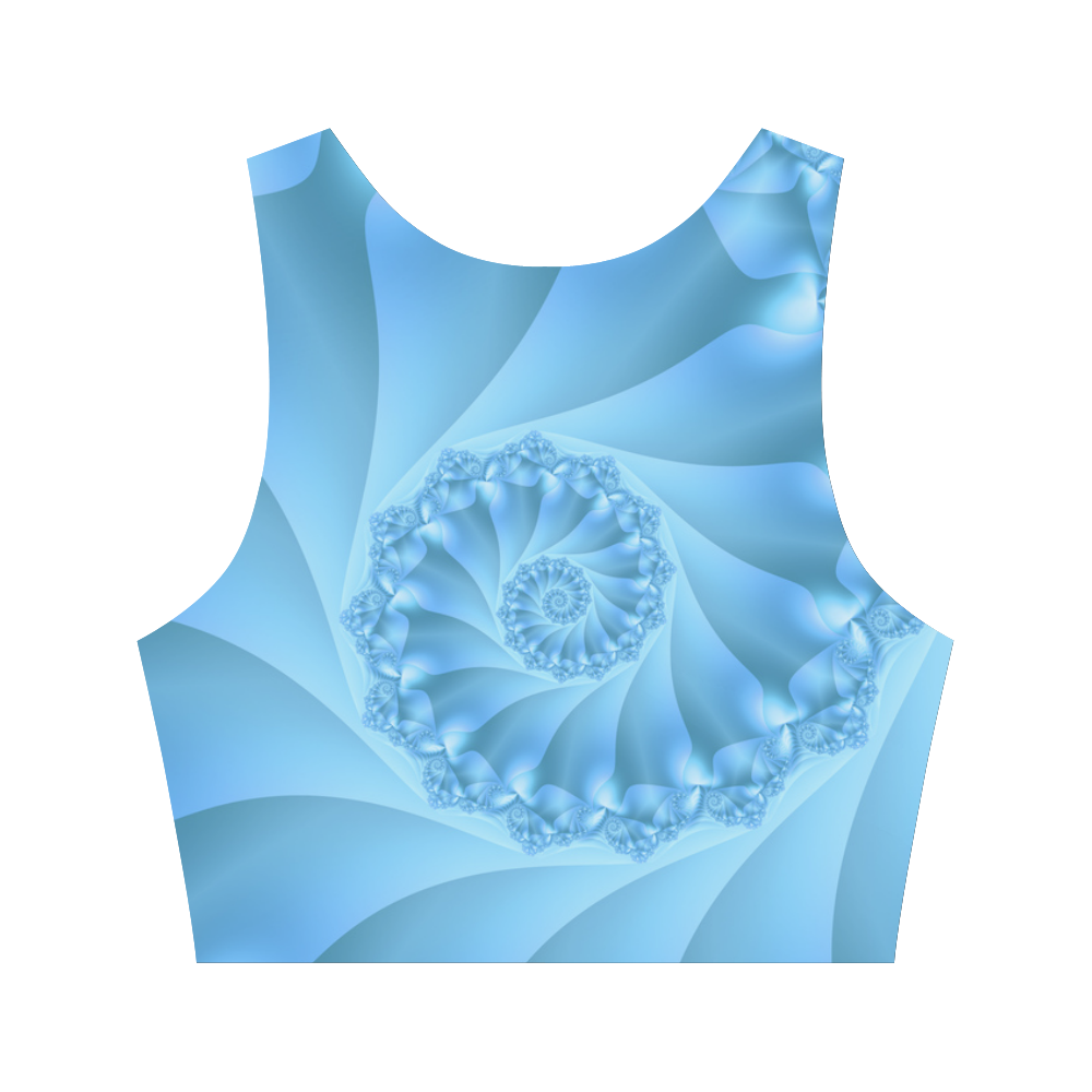 Blue Spiral Fractal Women's Crop Top (Model T42)
