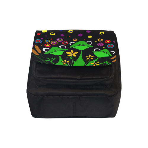 Funy Tree Frogs and Flowers Abstract Art Crossbody Nylon Bags (Model 1633)