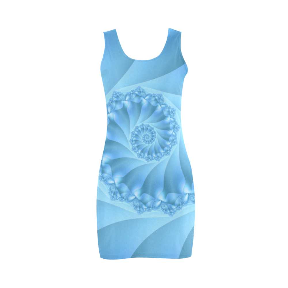 Blue Spiral Fractal Medea Vest Dress (Model D06)