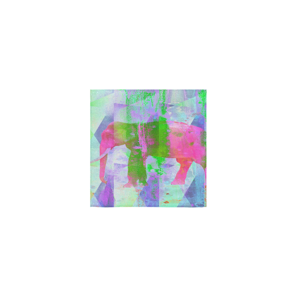 Neon Pink Elephant Square Towel 13“x13”
