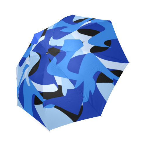 A201 Abstract Shades of Blue and Black Foldable Umbrella (Model U01)
