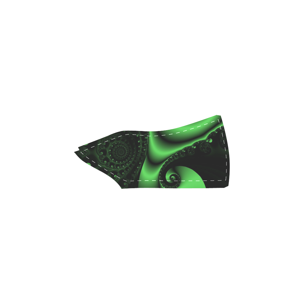 green and black fractal Men's Unusual Slip-on Canvas Shoes (Model 019)