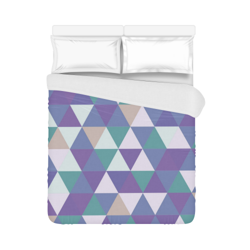 Purple Green Beige Abstract Triangles Duvet Cover 86"x70" ( All-over-print)