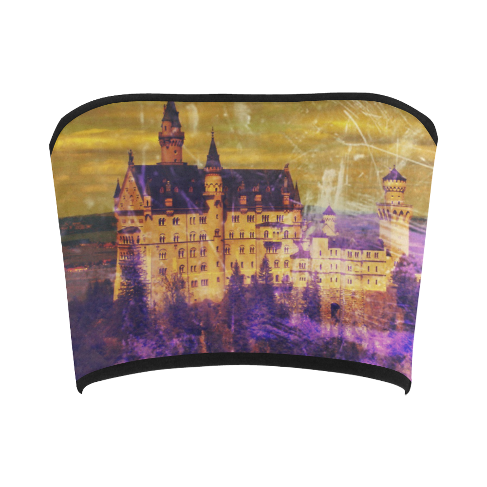 Yellow Purple Neuschwanstein Castle Bandeau Top