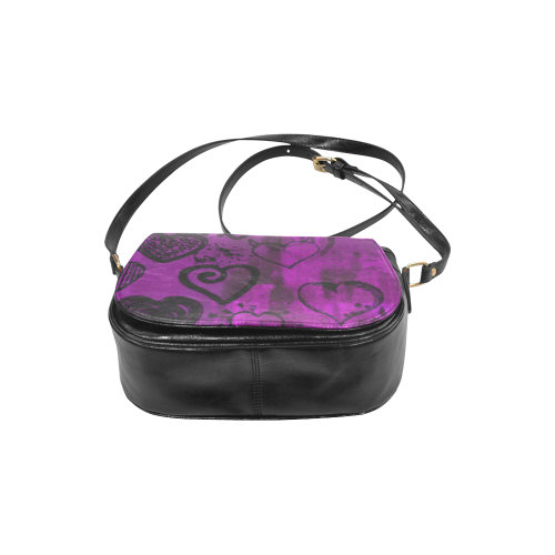 Grunge Purple Hearts Classic Saddle Bag/Large (Model 1648)